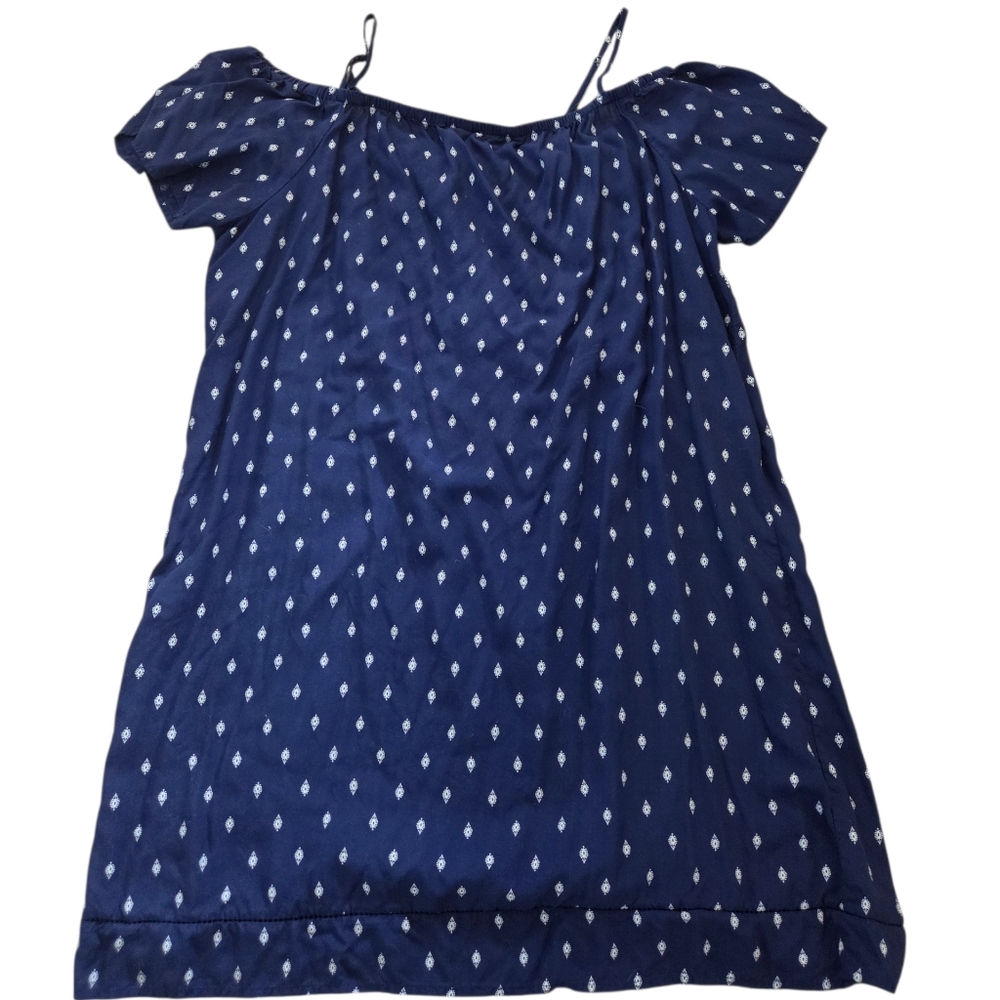 Old Navy navy/white print spaghetti strap/sleeveless dress, L. EUC.